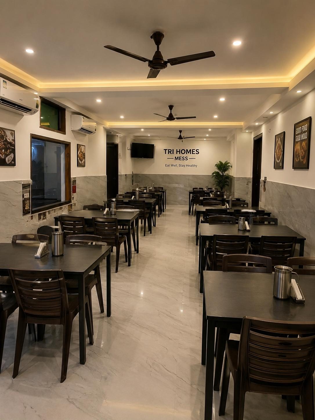Air-conditioned dining hall at Tri-Homes L-10